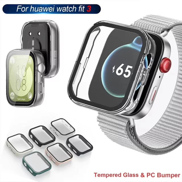 Uhrengehäuse und Displayschutz für Huawei Watch Fit 3, Glas und Hülle - Bild 1