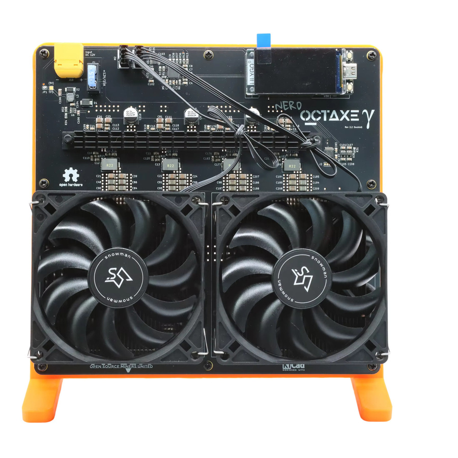 NerdOCTAxe Bitcoin Solo Miner mit 9.6Th/s und 8 BM1370 ASIC-Chips, 180W, inklusive 2.4G WiFi, Orange - Bild 2