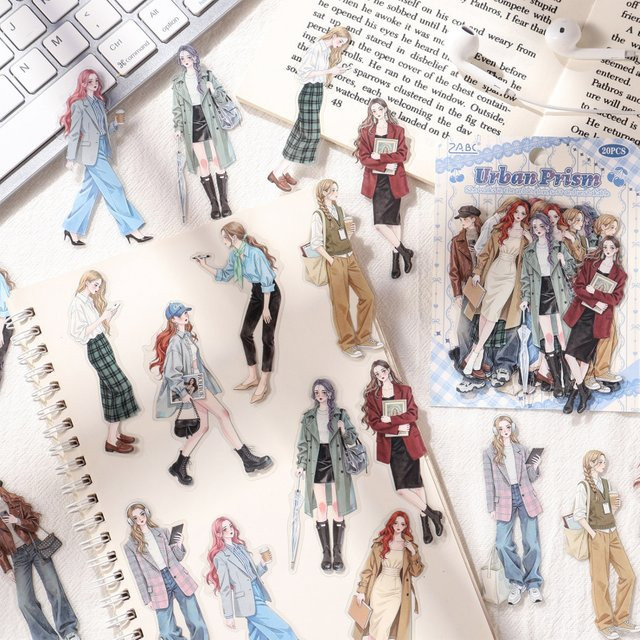 20 handgefertigte Aufkleber für Mädchen mit verschiedenen Outfits und Posen in Multicolour - Bild 1