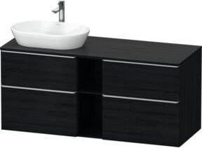 Duravit Waschtischunterschrank D-Neo in Schwarz Matt mit Schubladen und offenen Regalfächern, B/T/H: 140 x 55 x 66,4 cm - Bild 1