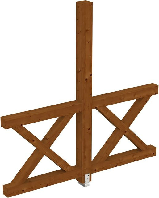 Skan Holz Seitenwand Andreaskreuz aus Fichte in Nussbaum, B: 78,5 cm, H: 210 cm - Bild 1