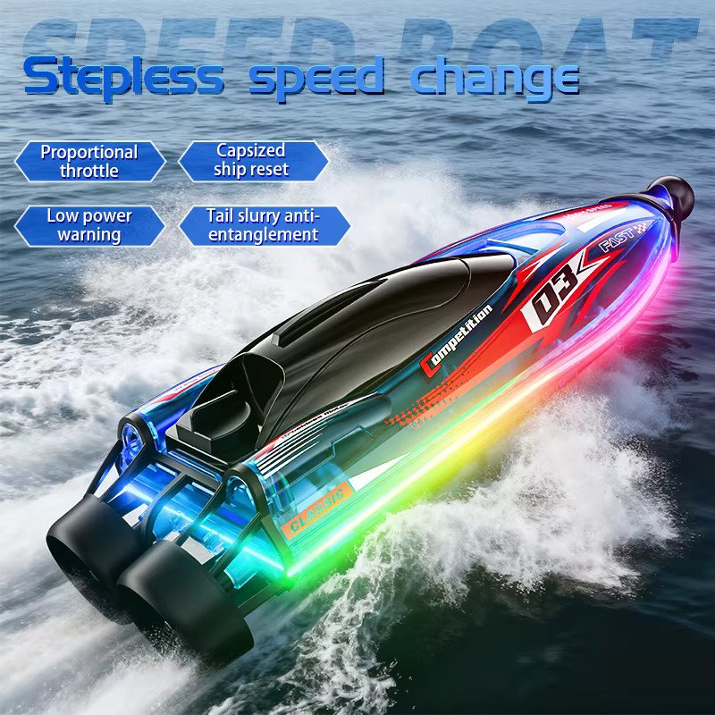JIKEFUN S25 RC-Boot, ferngesteuertes Rennboot, mit bunten Lichtern - Bild 2