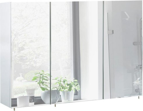Schildmeyer Spiegelschrank Basic in Weiss mit Glastüren und Regalböden für dein Badezimmer - Bild 1