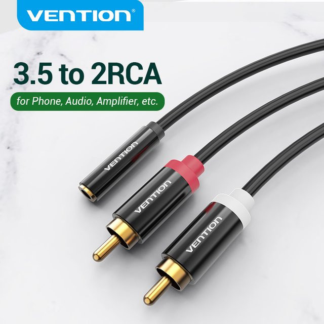 Vention Aux-Splitter Audiokabel 3,5 mm Klinke auf 2 Cinch RCA Schwarz - Bild 1