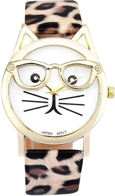 MOONBIFFY Armbanduhr Leopard Print, Quarz, Leder, Damen - Bild 1