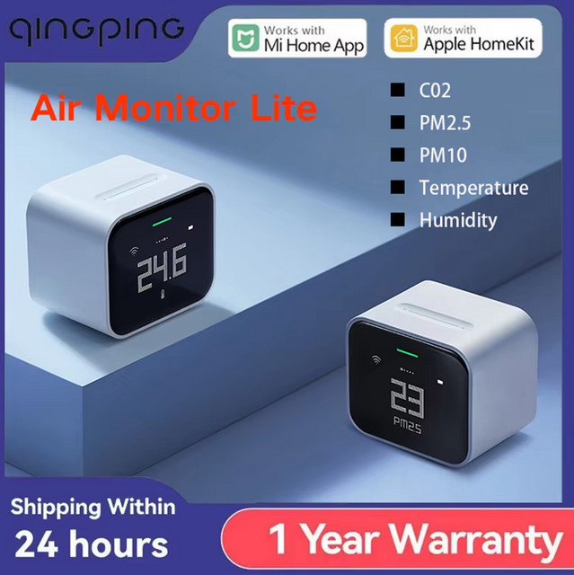 Qingping Luft Detektor Lite White CO2 PM2,5 PM10 Temperatur Feuchtigkeit Monitor mit Touchscreen und Mihome App sowie Apple HomeKit Unterstützung - Bild 1