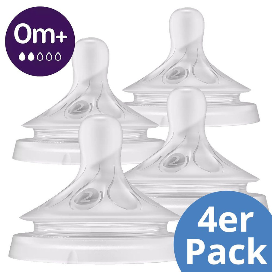 Philips Avent Natural Response Trinksauger 4er Pack aus Silikon, Saugerstufe 2, transparent - Bild 1