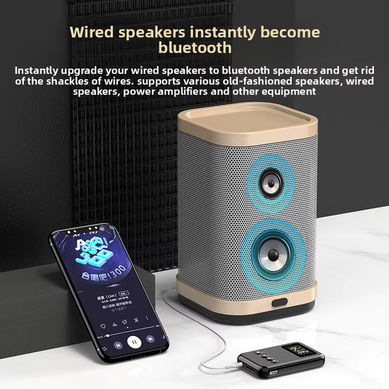 Jiansu Bluetooth 5.0 Audio-Sender und -Empfänger mit LCD-Display und 3,5-mm-AUX-Anschluss in Schwarz - Bild 3