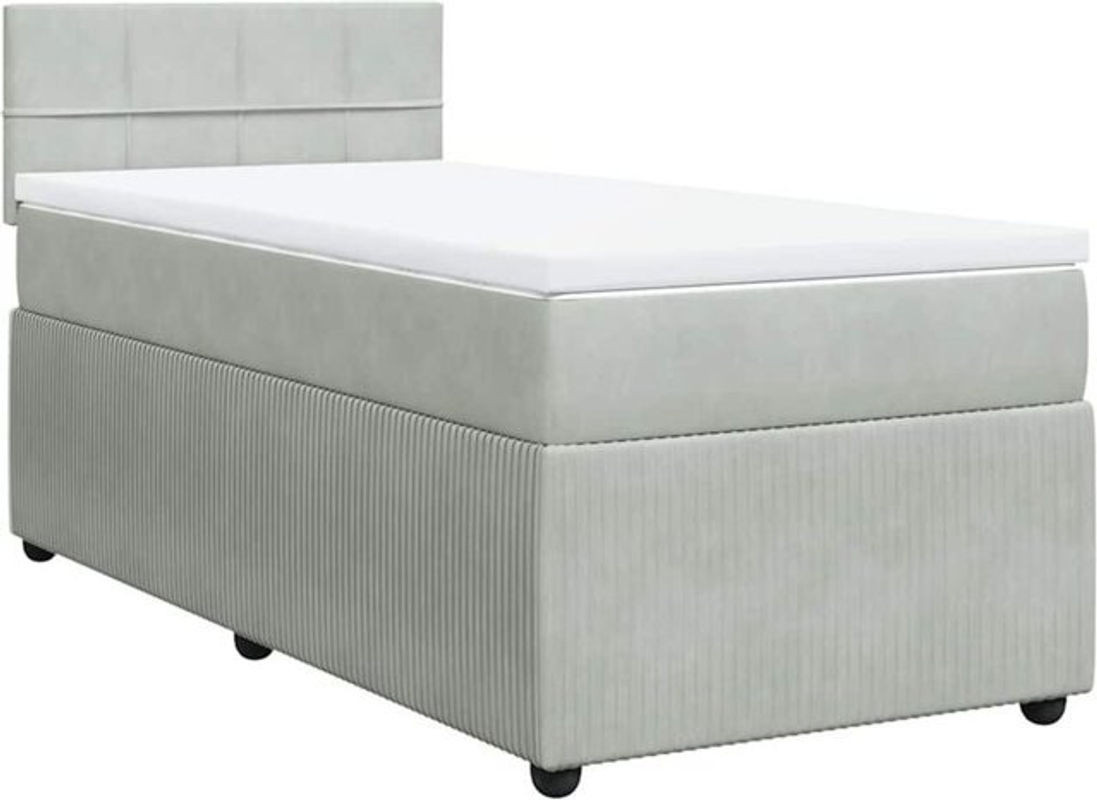 Vidaxl Boxspringbett mit Matratze in Grau und Weiß aus Samt, B/T/H: 80 x 200 x 100,5 cm - Bild 1