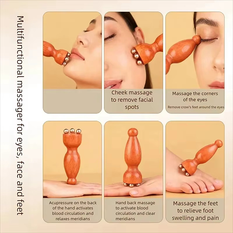 HNKMP Gua-Sha-Tool aus Legierung und Rosenholz, 2er-Set, Gesicht und Augen - Bild 2