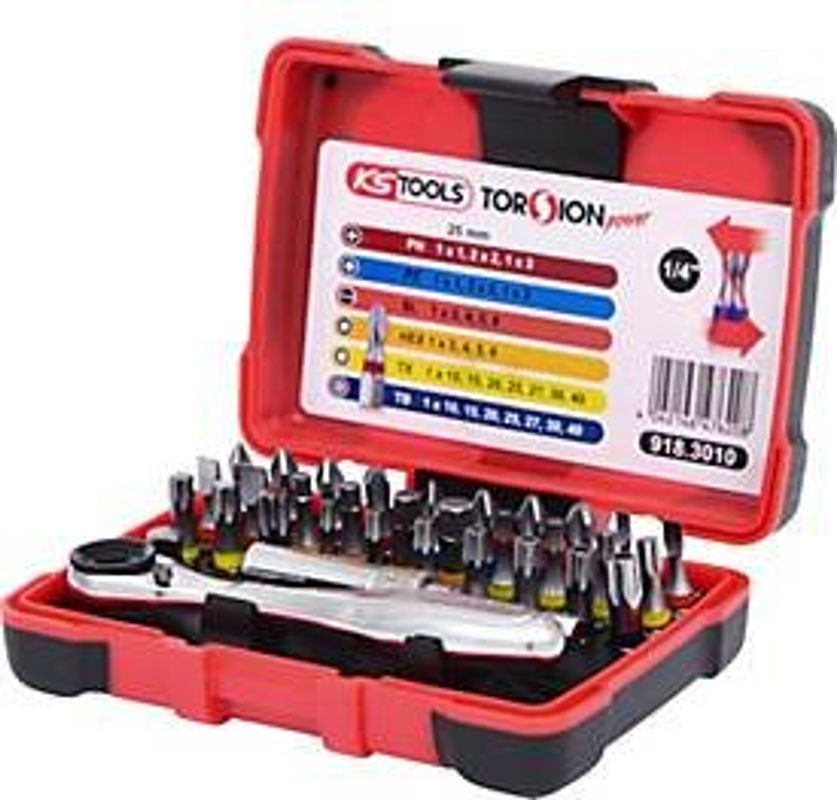 KS Tools 1/4" TORSIONpower Bit-Box, 32-tlg. in Rot - Bild 3