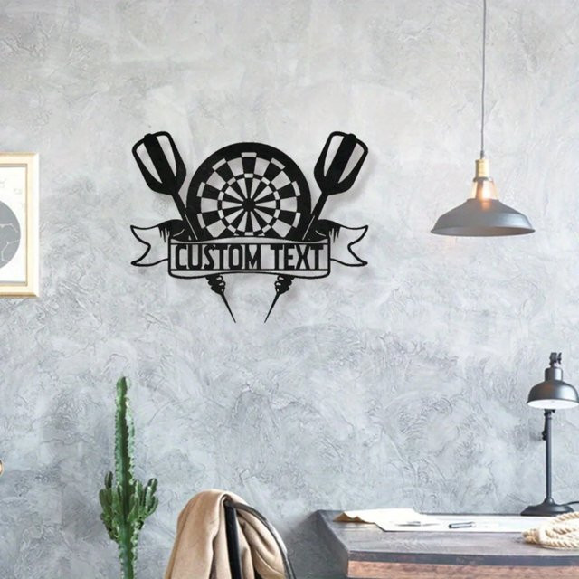 Personalisierte Dartscheiben-Wandkunst aus Metall in Schwarz von CIFBUY für dein Spielzimmer - Bild 1