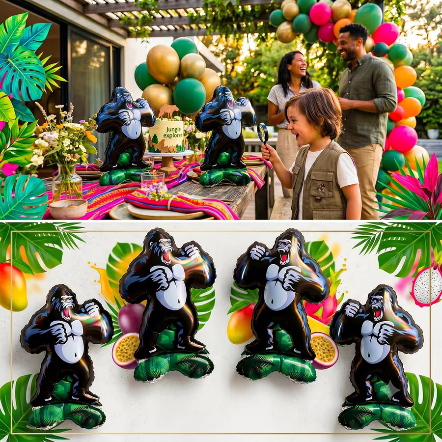 EsenTroye Gorilla-Folienballons, 4/10 Stück, Dschungel-Safari Tierthemen-Partydekoration - Bild 6