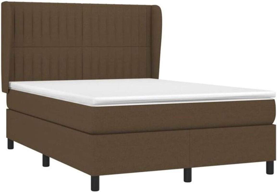 vidaxl Boxspringbett mit Matratze in Braun aus Stoff, B/T/H: 140 x 190 x 118 cm - Bild 1