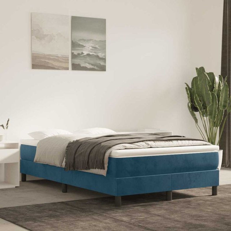 Vidaxl Polsterbett in Blau aus Samt, Modernes Bettgestell ohne Matratze, B/T: 120 x 200 cm - Bild 1