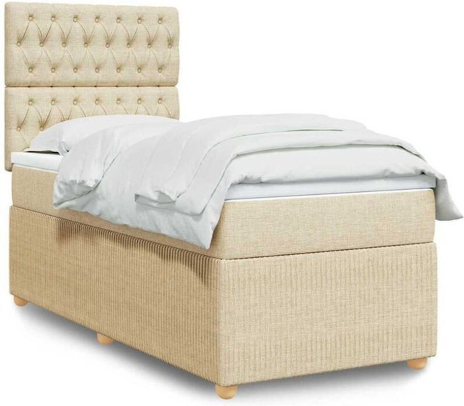 Vidaxl Boxspringbett mit Matratze in Beige aus Stoff, B/T/H: 90 x 190 x 150,5 cm - Bild 1