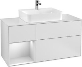 V&B Waschtischunterschrank Finion mit Wandbeleuchtung, Weiß lackiert, Breite: 120 cm, Höhe: 50,1 cm, Tiefe: 50,1 cm - Bild 1