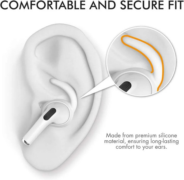 Apple Silikon-Ohrbügel und -Hülsen für AirPods Pro 3. Generation in Weiß, rutschfeste und schweißfeste Anti-Verlust-Halterung für In-Ear Kopfhörer - Bild 1