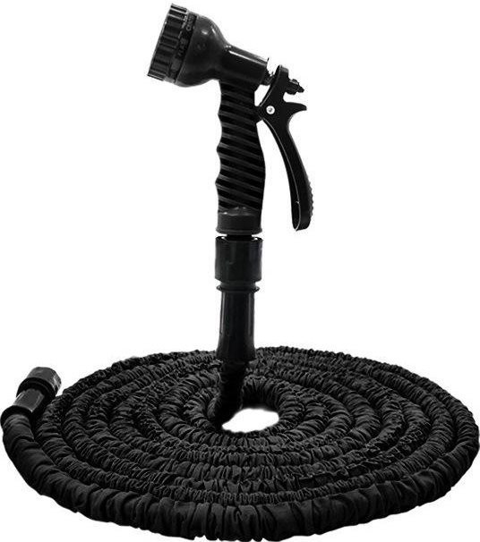 Teleskop-Gartenschlauch Black Magic von TrendVibeCN mit Wasserpistole, schwarz, 10m bis 30m - Bild 1