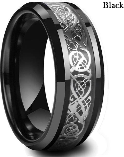 Drachenring Edelstahl, Schwarz, Herren - Bild 1