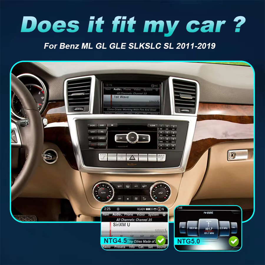 Nunoo Kabelloses CarPlay und Android Auto Autoradio mit GPS-Navigation und 256GB Speicher für Mercedes Benz SLK und SLC Klasse (2012-2018), Schwarz - Bild 2