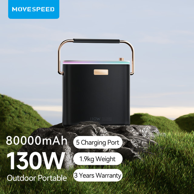 Moves peed S80 Power Bank 80000mAh 130W Schnelllade-Powerbank für Laptop, Drohnen und Kameras in Schwarz - Bild 1
