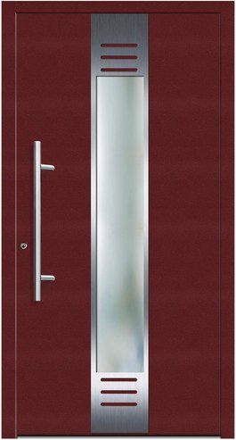 KNOCK Flügelüberdeckende Kunststoff-Haustür Terra mit Glaseinsatz, purpur-rot, modern, RC2, Höhe: 210,0 cm, Breite: 100,0 cm - Bild 1