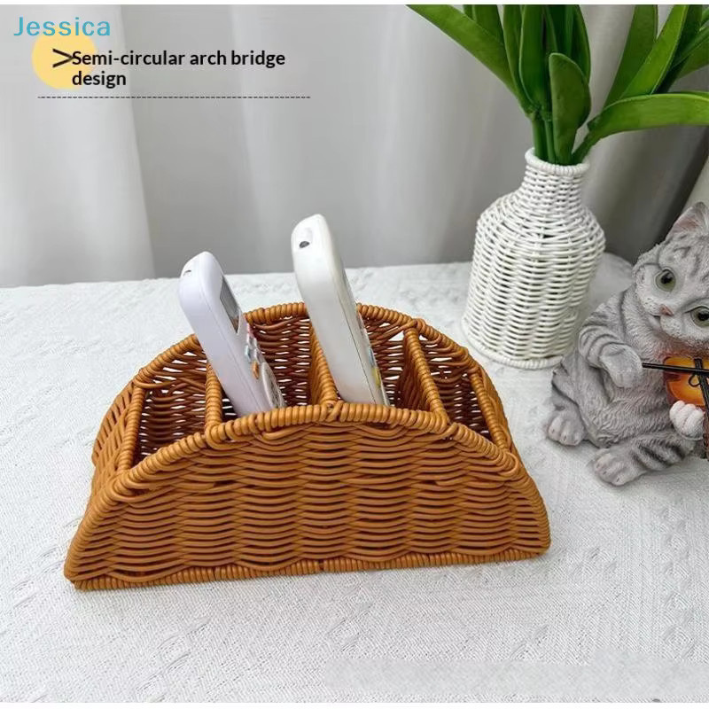 Jessica Gewebter Fernbedienungs-Organizer in Braun mit 4 Fächern aus Rattan - Bild 2
