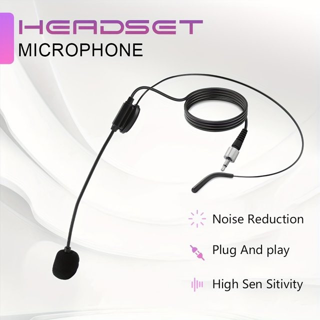 Headset-Mikrofon mit Geräuschunterdrückung und In-Ear-Ohrhörern in Schwarz, kompatibel mit Gürteltransmitter für Unterricht und Konferenzen - Bild 1