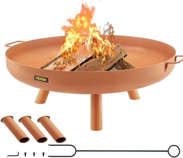 Buying Solutions MB Feuerschale aus Kohlenstoffstahl in Braun mit Abflussloch und tragbaren Griffen für Holzfeuer im Außenbereich - Bild 1