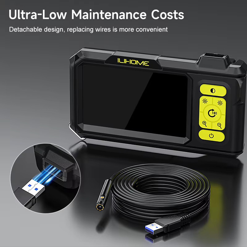 BUMBORN Endoskop mit 4,3 Zoll IPS Display, Dual 8mm Kamera, 1080P Auflösung, 5M starres Kabel und abnehmbarem Design in Schwarz inklusive Werkzeugtasche und Inspektionsrohr - Bild 2