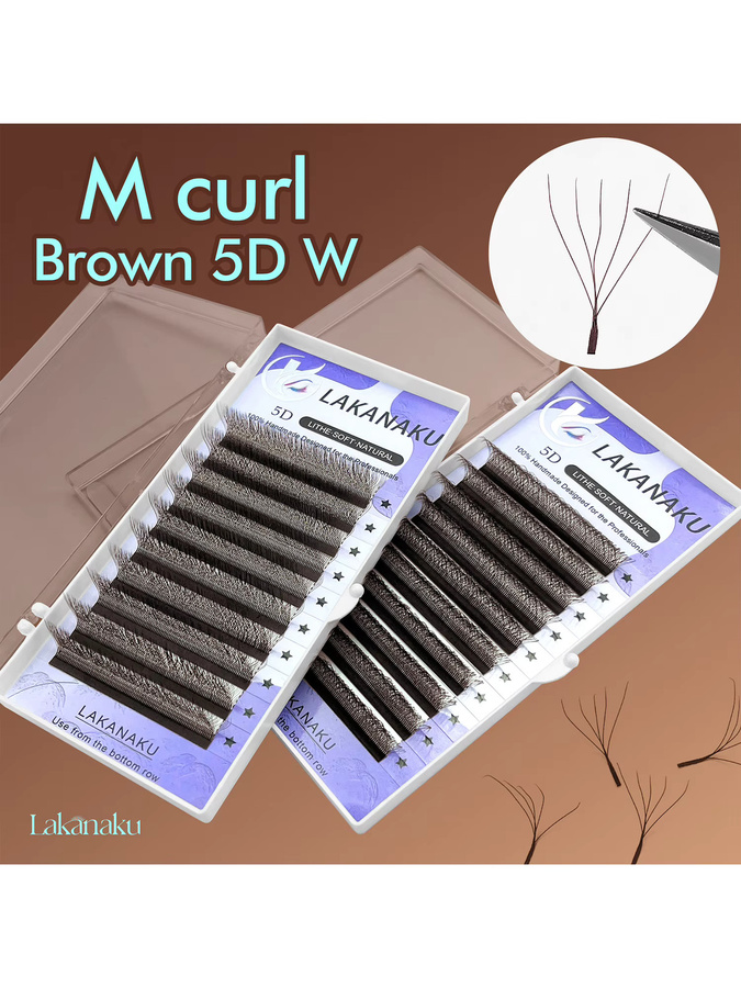 LAKANAKU Wimpernverlängerungen, Braune 5D Volumen-Fächerwimpern - Bild 5