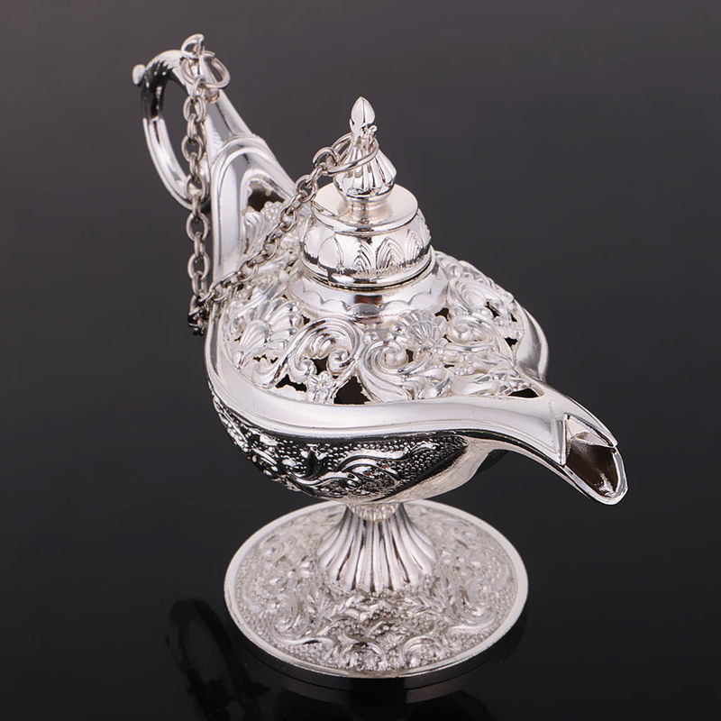 MagiDeal Schmuckschatulle Aladdin im Vintage-Stil aus Metall, Silber, florales Design - Bild 4