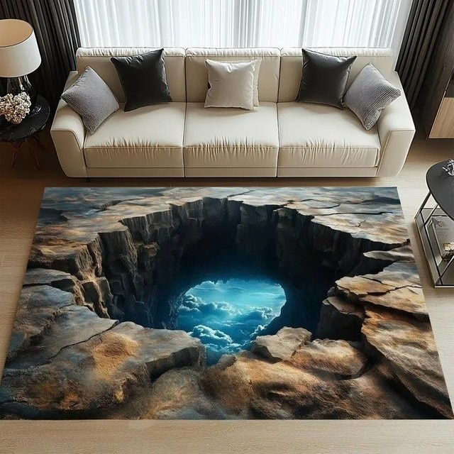 Dashuikeng 3D Visueller Streich Teppich Anti Slip Dekorationsmatte für Wohnzimmer und Schlafzimmer - Bild 1