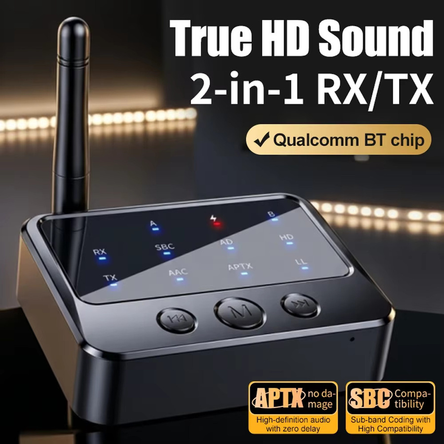 KEBIDU Bluetooth 6.0 Empfänger und Sender 2-in-1 Audio-Adapter mit AptX-Adaptive, AD, HD, LL und AAC/SBC in Schwarz - Bild 2