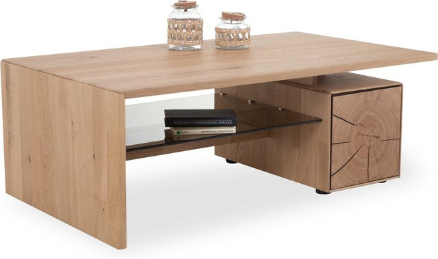 Couchtisch witlake VELVA aus Wildeiche massiv in Braun, rechteckig, B/T/H: 70 x 42 x 40 cm - Bild 1