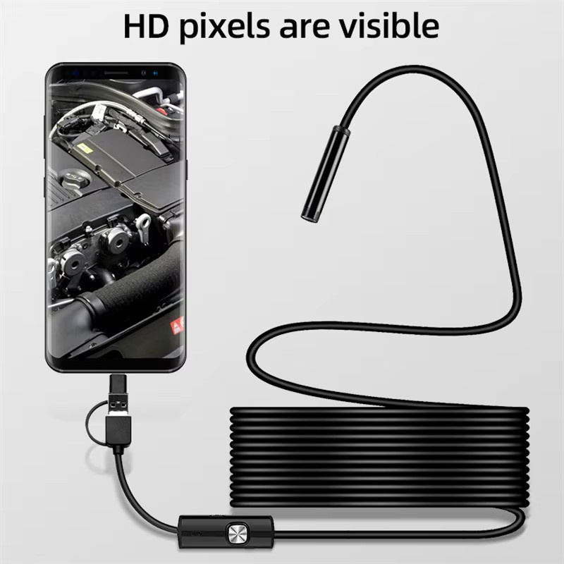 KERUI 3-in-1 Endoskopkamera für Android und PC, wasserdichte Mini-Inspektionskamera mit 7 mm flexiblem Schlauch, Farbe: Schwarz - Bild 2