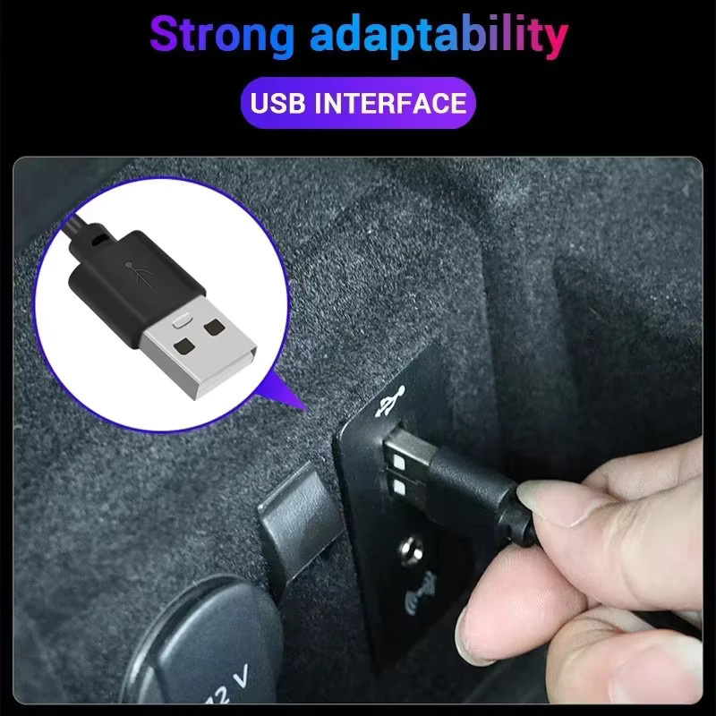 QYJSD LED Auto Ambientebeleuchtung RGB USB Fußraumleuchte in Schwarz - Bild 3