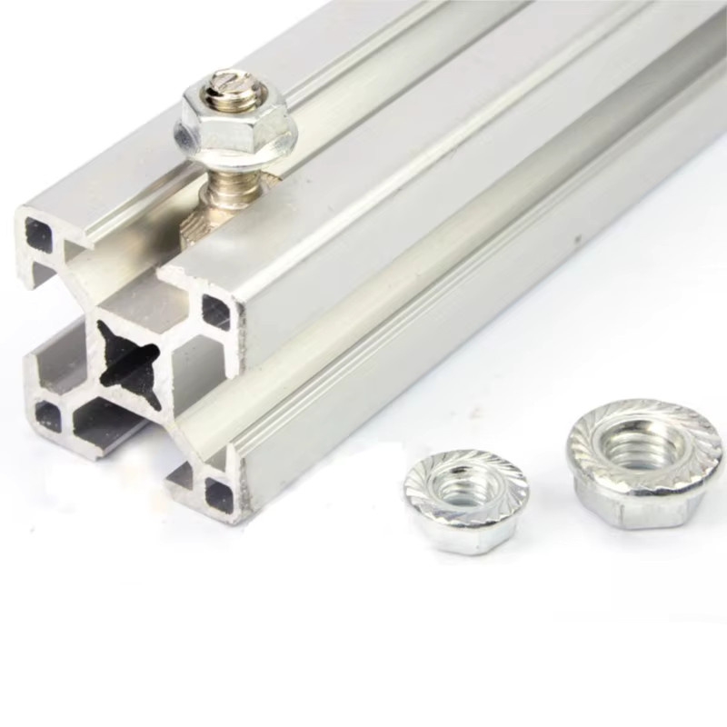 T-förmige Hammerkopf-Schrauben mit Flanschmuttern aus vernickeltem Kohlenstoffstahl für Aluminiumprofile 2020 3030 4040 4545 in Silber, M5 M6 M8 - Bild 2