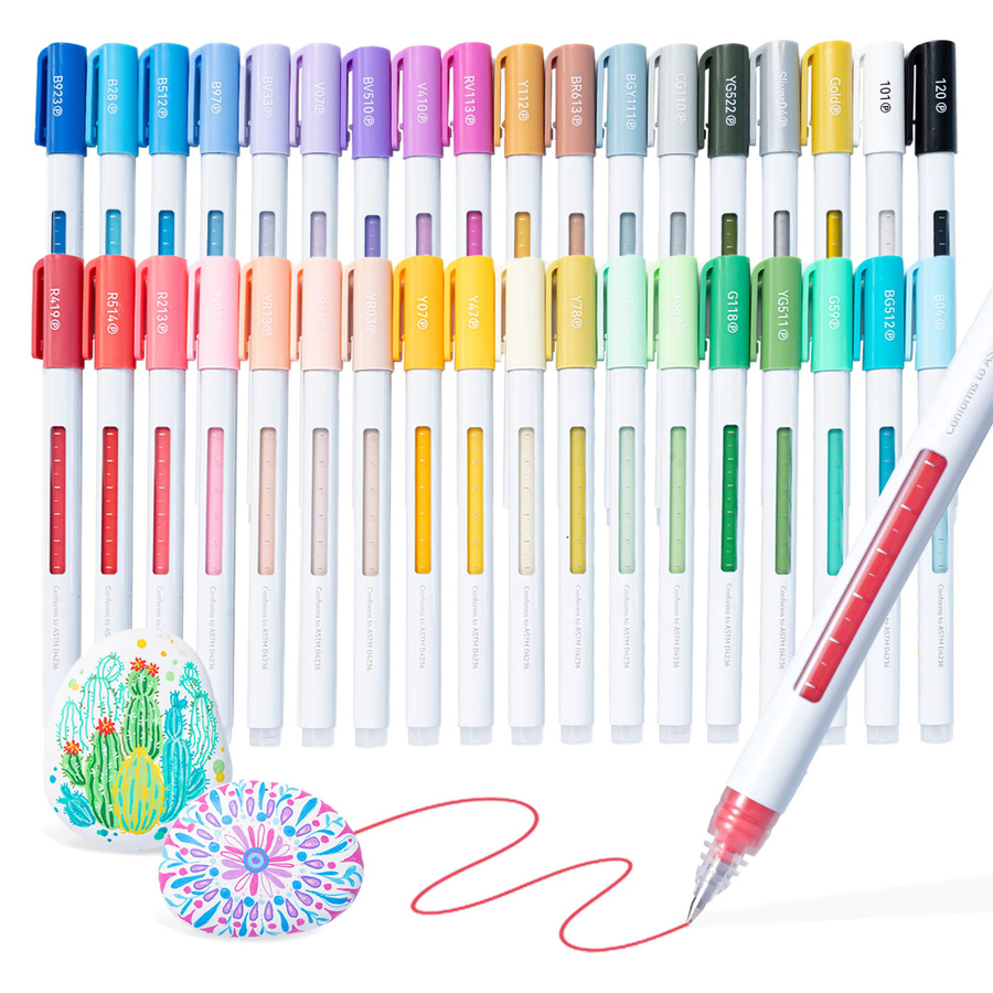 Ohuhu Acryl-Gelstifte mit 36 Farben und extra feiner 0,7 mm Rollerspitze in Multicolour - Bild 4