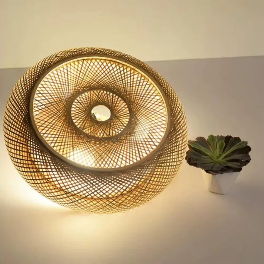 Japanischer Bambus-Hängelampenschirm von JOYINLED in gewebter Optik, Durchmesser: 40 cm, 50 cm, 60 cm oder 80 cm - Bild 2
