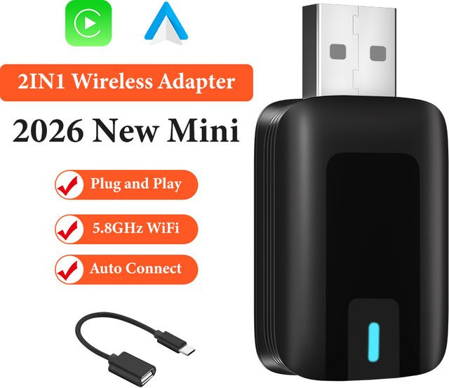 FLIXIVI CarPlay Wireless Adapter und Android Auto Mini AI Box in Schwarz mit Bluetooth-Unterstützung - Bild 1