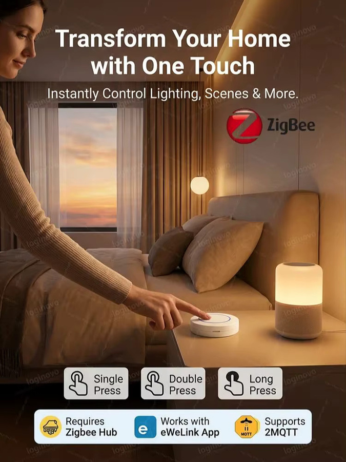 Coolo ZigBee Szenenschalter White – Kabelloser Touch-Controller für App-Steuerung mit Ewelink und Z2M, batteriebetrieben - Bild 5