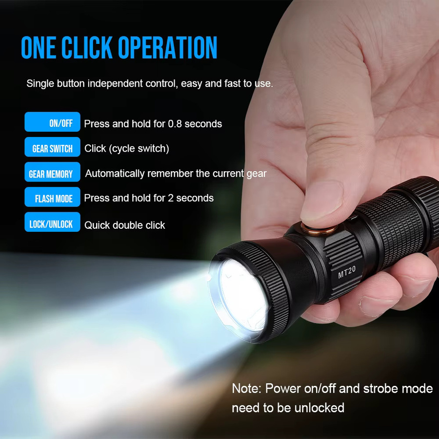 Trustfire MT20 wiederaufladbare EDC-Taschenlampe mit 1050 Lumen, USB-C, schwarze LED-Taschenlampe mit Magnetschwanz und MVB-Optik - Bild 4
