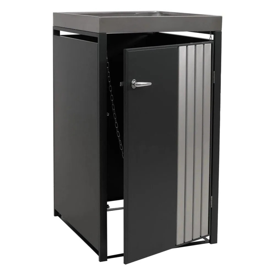 MCW 1er-Mülltonnenverkleidung O67 mit Pflanzkasten aus Edelstahl in Anthrazit, B/T/H: 125 x 68 x 84 cm - Bild 2
