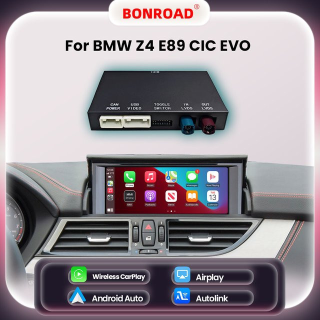 BONROAD Wireless CarPlay und Android Auto Adapter für BMW Z4 E89 CIC EVO System mit Bluetooth, Airplay und Mirror Link in Schwarz - Bild 1