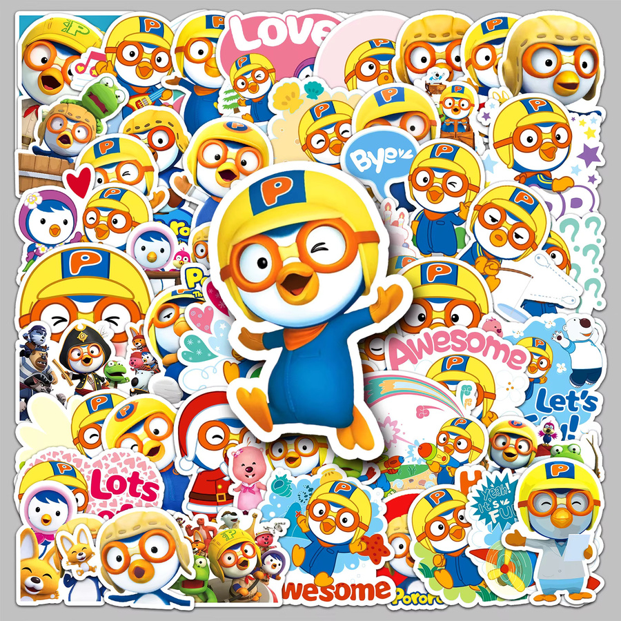 Bandai Pororo Animierte Cartoon-Tiere Aufkleber, 50-teiliges Set - Bild 3