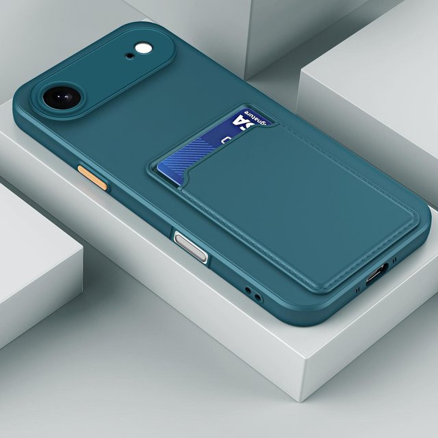Stoßfeste Silikon-Schutzhülle mit Kartenfach für Apple iPhone in Blau - Bild 1