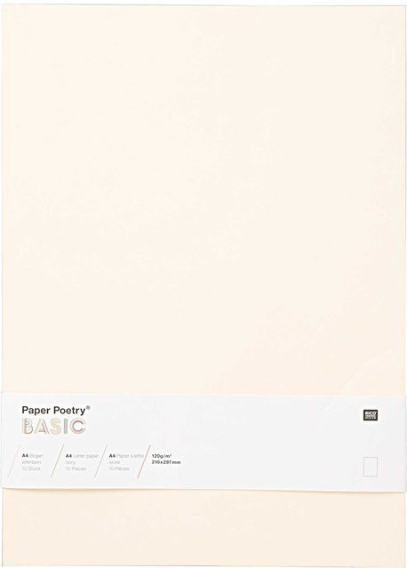Rico Design Paper Poetry Bogen Basic A4 in Elfenbein, 10 Stück - Bild 1