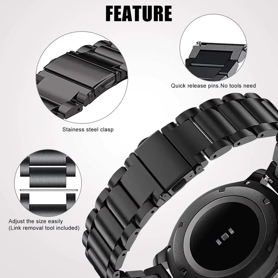 NORTH EDGE Smartwatch-Armband, Edelstahl, Silber, Herren, 22 mm - Bild 5